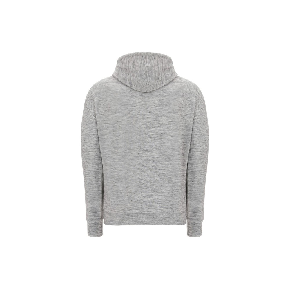 Men's mélange stretch sweatshirt with hood and black details