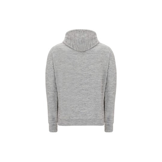 Men's mélange stretch sweatshirt with hood and black details