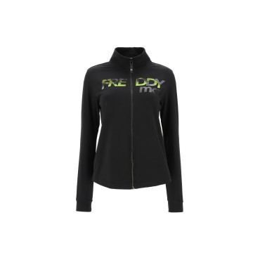 Women's fitness sweatshirt FREDDY MOV. with stand-up collar and zip