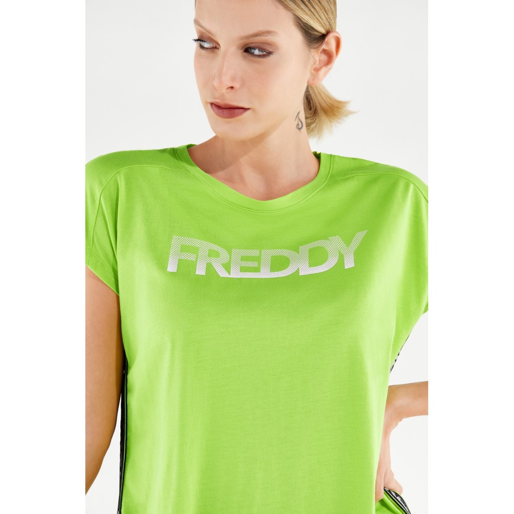 Women's Fitness Comfort T-Shirt with Jacquard Prints and Ribbons