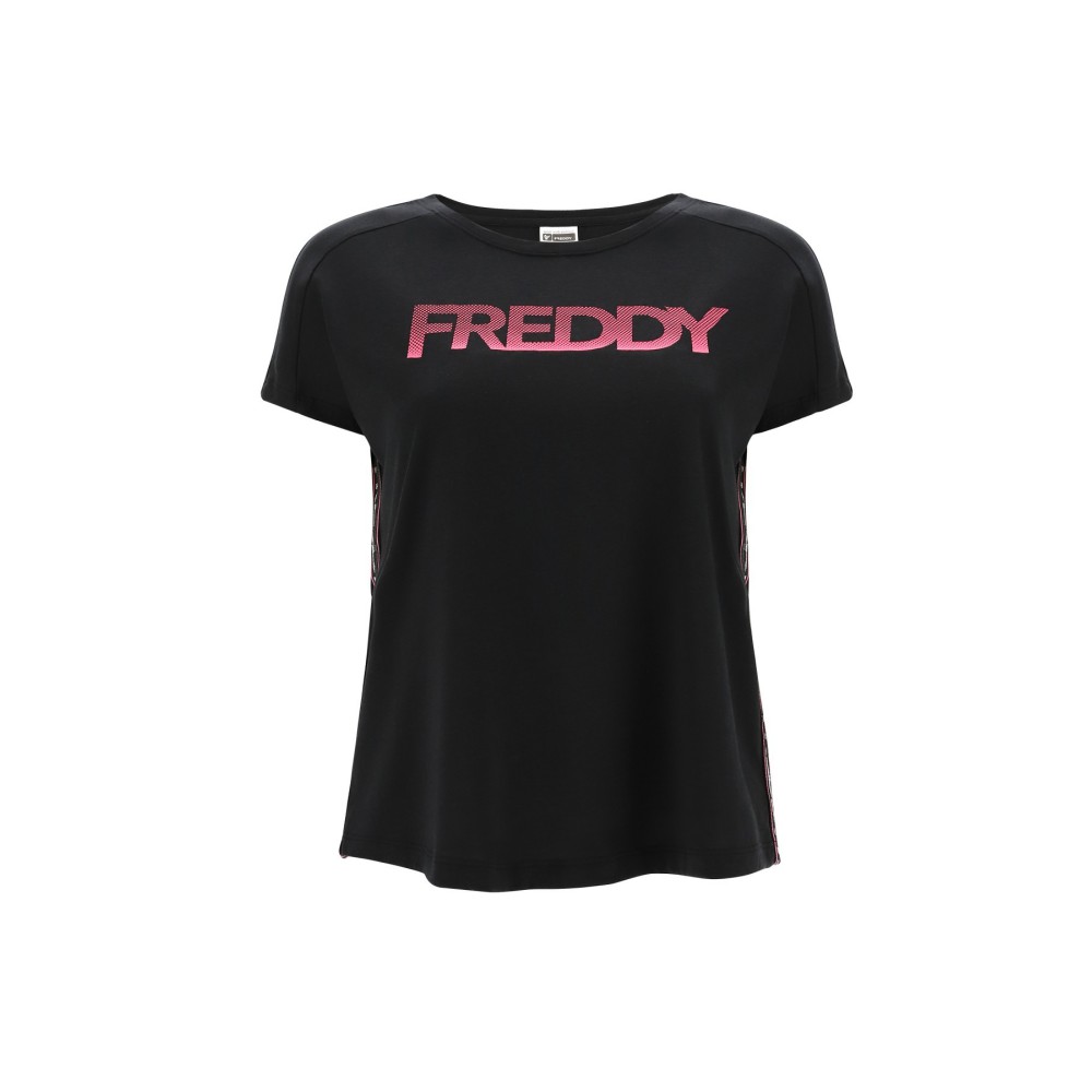 Women's Fitness Comfort T-Shirt with Jacquard Prints and Ribbons