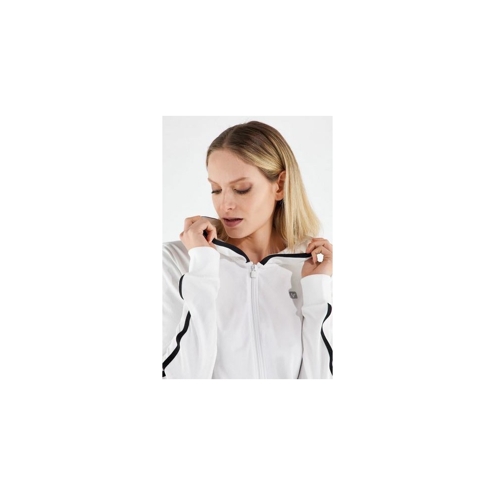 Women's stretch tracksuit with jacquard edging
