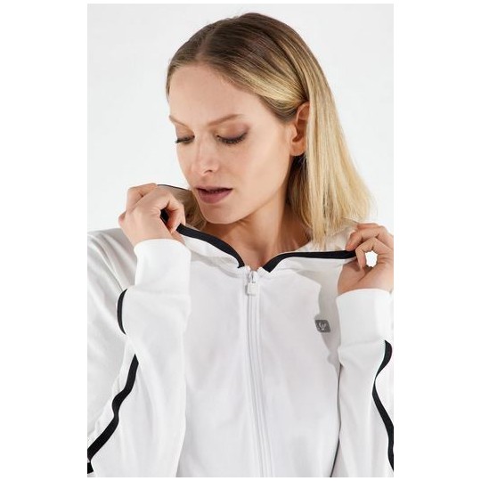 Women's stretch tracksuit with jacquard edging