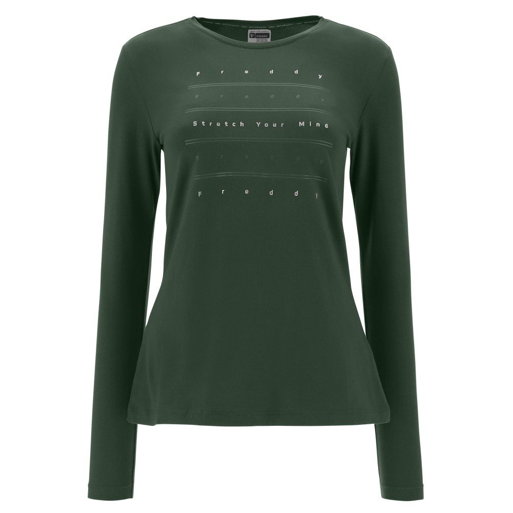 T-shirt slim cotone manica lunga stampa olografica