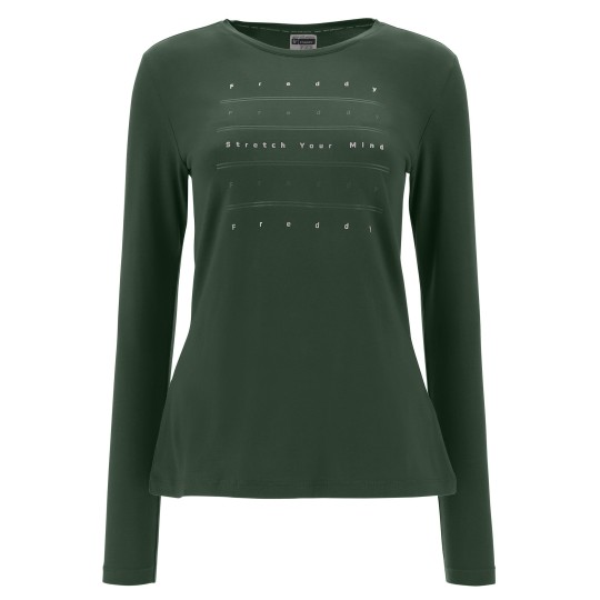 Slim cotton long-sleeved t-shirt with holographic print