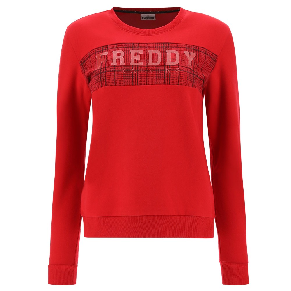 Sweatshirt with Prince of Wales insert and glitter print