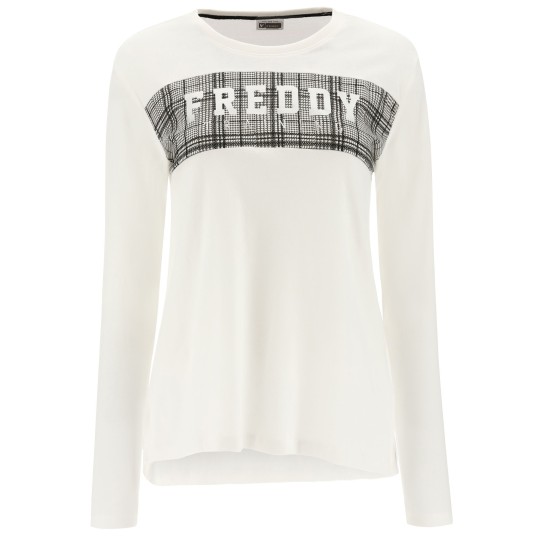 T-shirt manica lunga inserto Principe di Galles e stampa