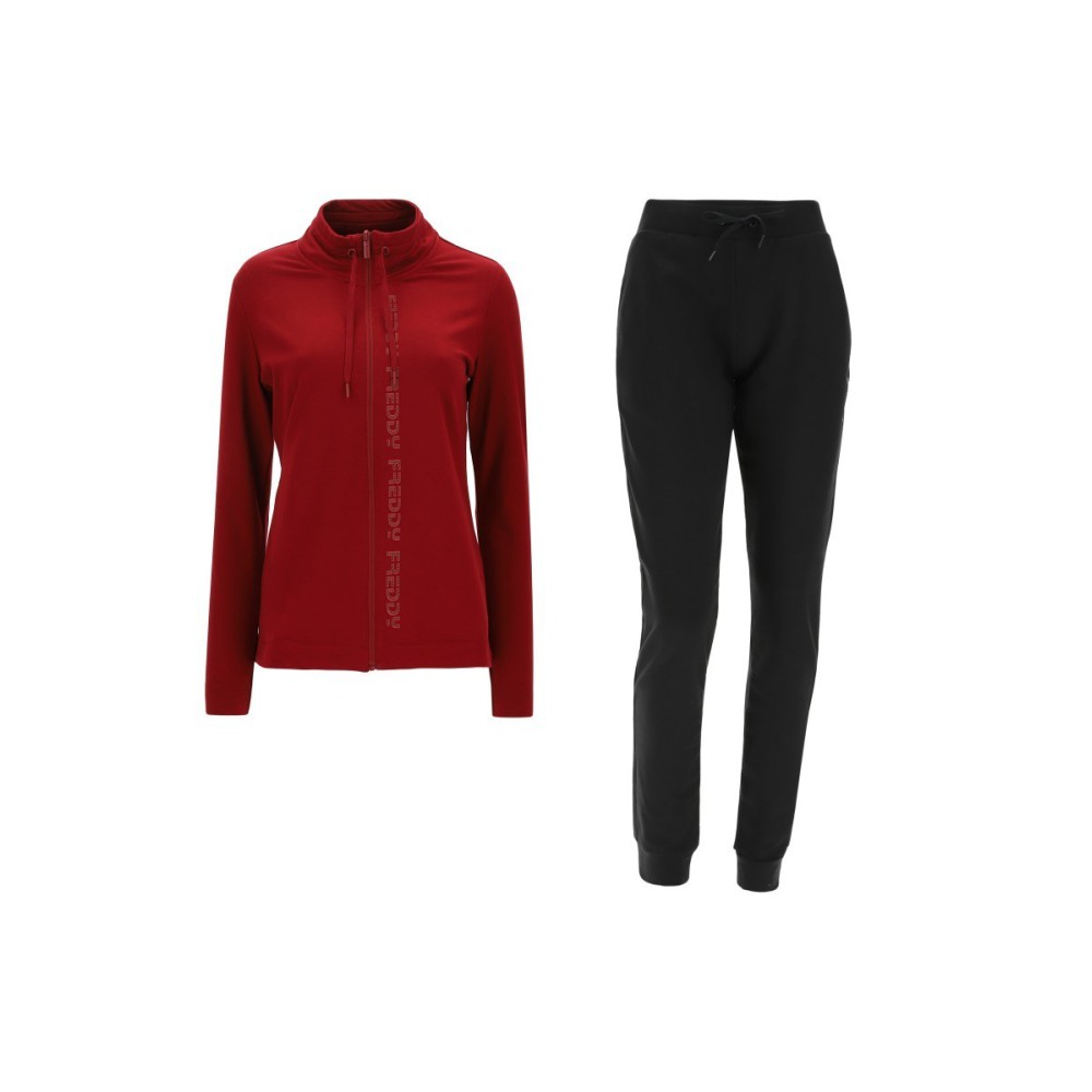 Cotton jumpsuit with vertical rhinestone print