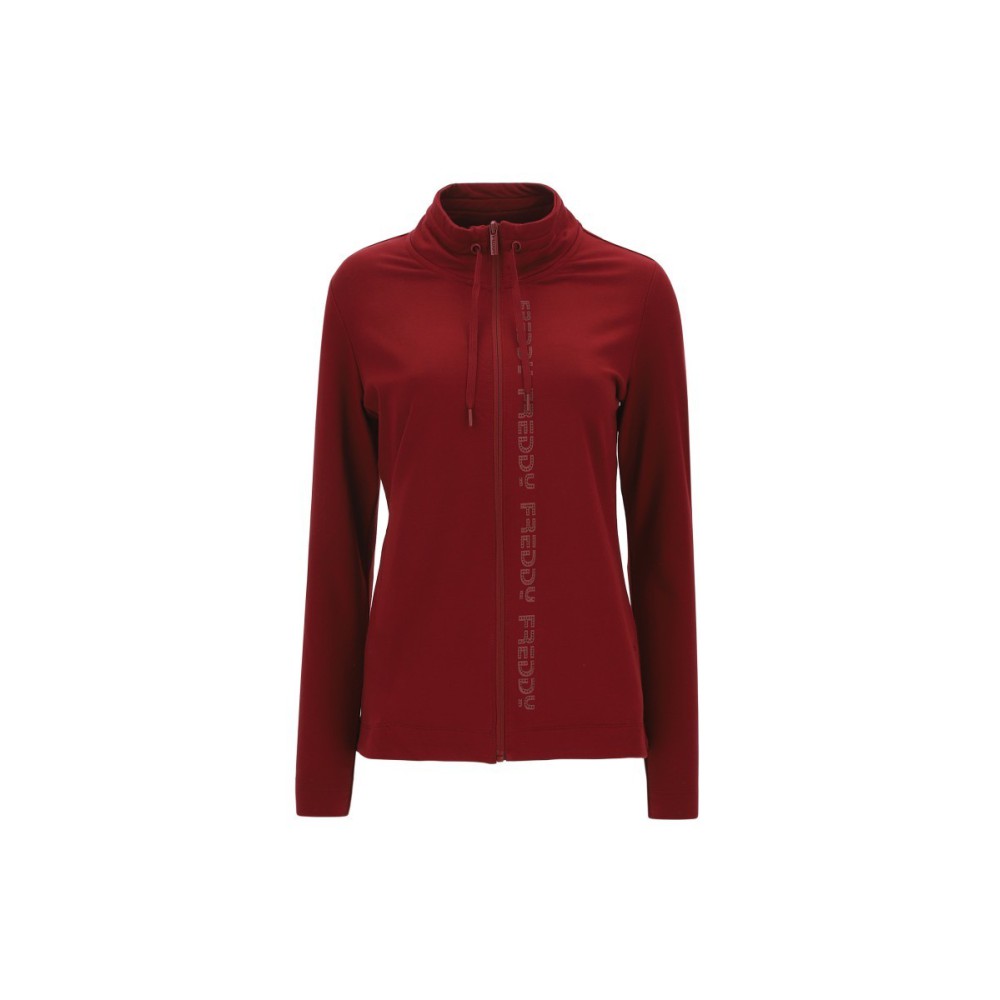 Tuta in cotone con stampa verticale in strass