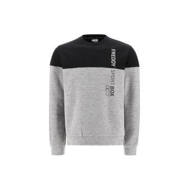Two-tone mélange sweatshirt with vertical print FREDDY SPORT BOX