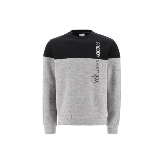 Two-tone mélange sweatshirt with vertical print FREDDY SPORT BOX