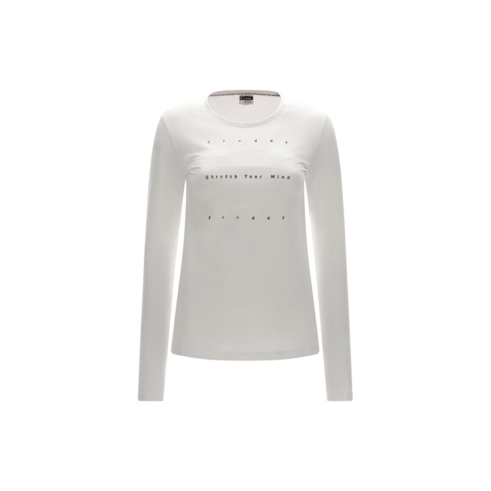 Slim cotton long-sleeved t-shirt with holographic print