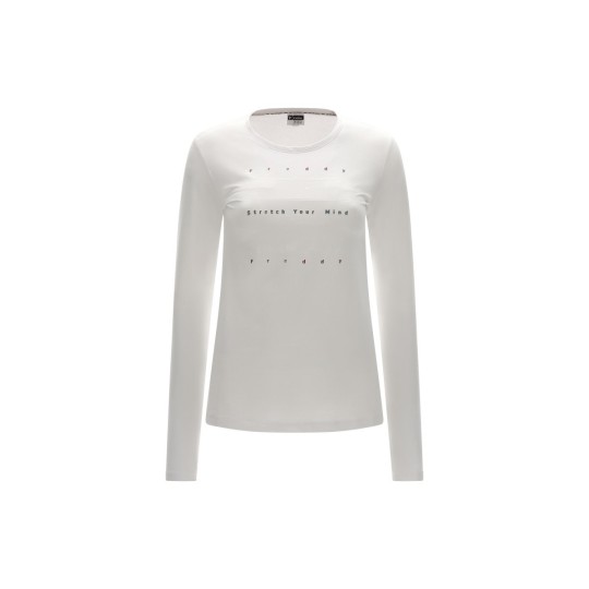 T-shirt slim cotone manica lunga stampa olografica