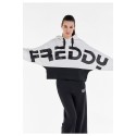 Over-fit hooded sweatshirt with large print FREDDY front