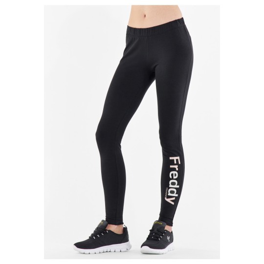 7/8 leggings with glossy print FREDDY at the bottom of the leg