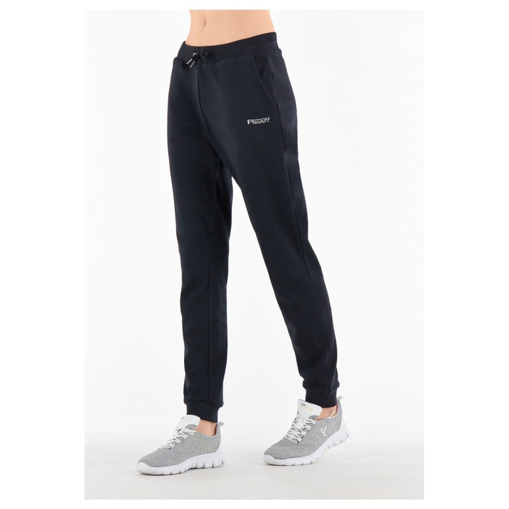 Stretch track pants with cuff hem