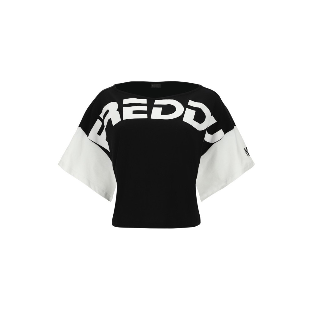 Color-block crop top T-shirt with kimono sleeves