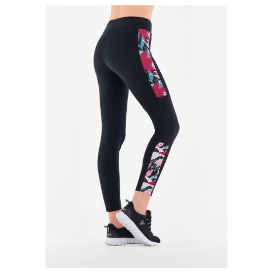 Leggings 7/8 vita alta bande laterali a fantasia floreale