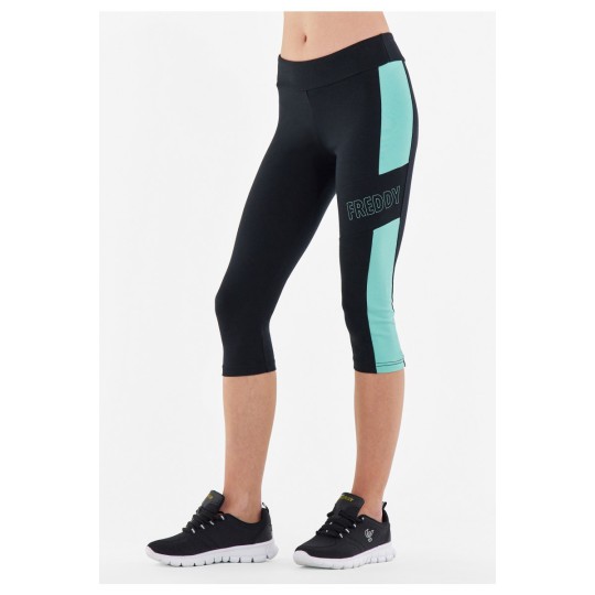 Leggings corsaro a vita alta con banda laterale