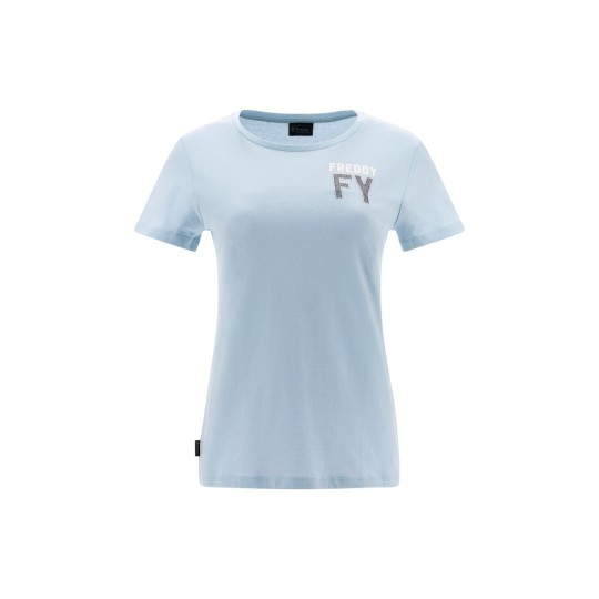 T-shirt con Grafica in strass cristallo e glitter bianco