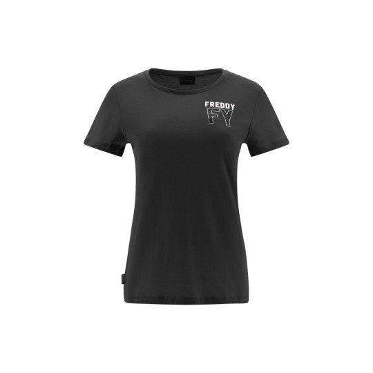 T-shirt con Grafica in strass cristallo e glitter bianco