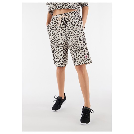 Bermuda in Frech Terry con stampa Leopardata