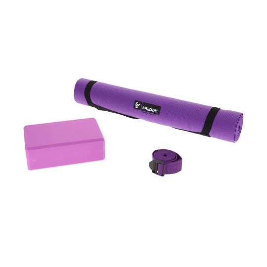 Set Yoga Con Materassino Cinghia e Blocco