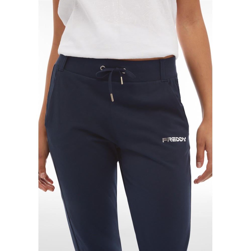 Pantaloni da donna slim fit in jersey con fondo stondato