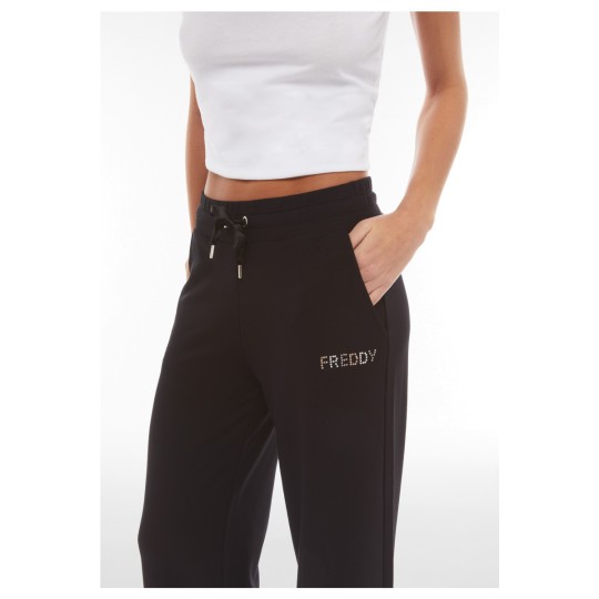 Women's French terry modal trousers with straight leg