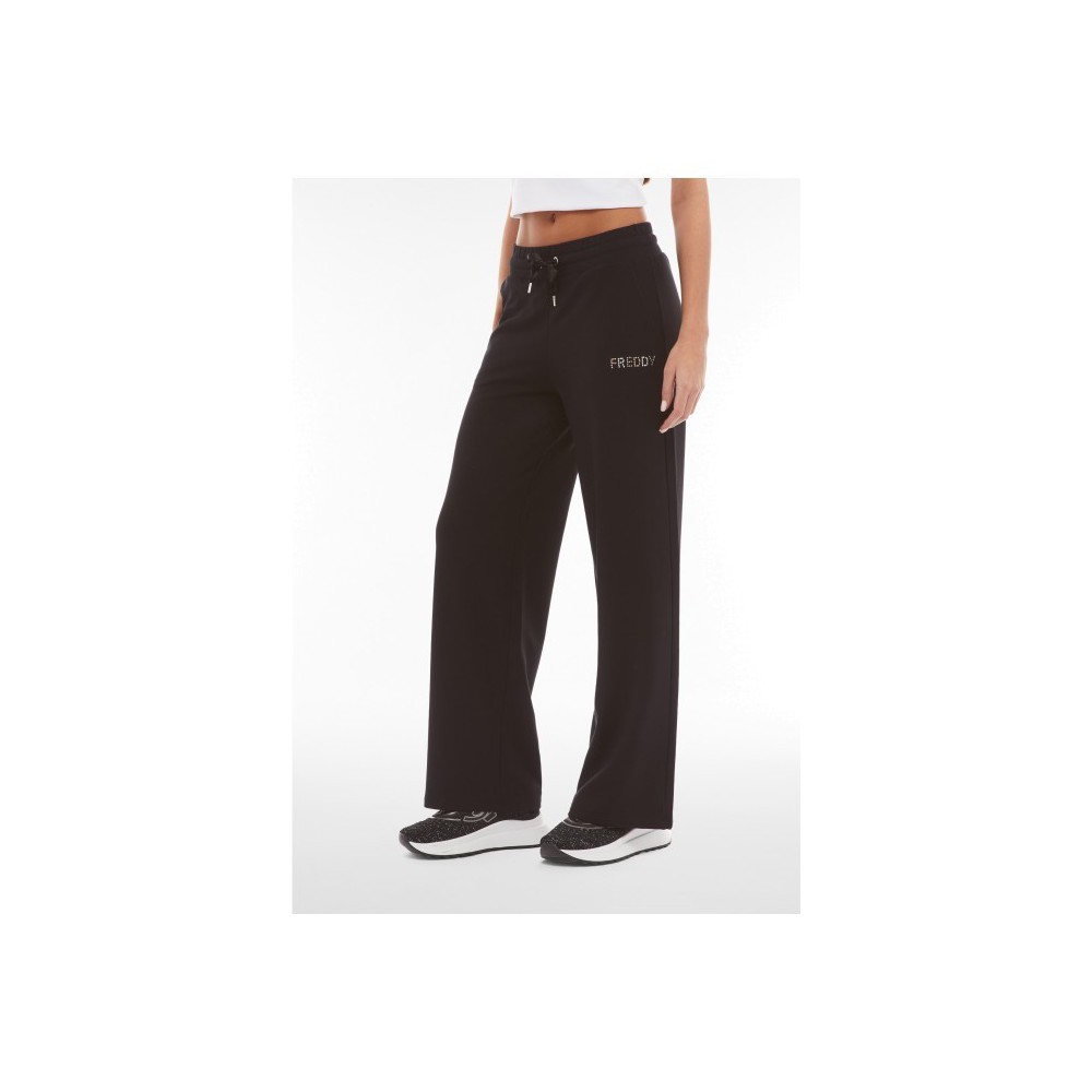 Women's French terry modal trousers with straight leg