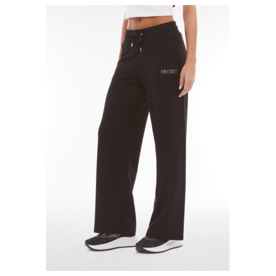 Pantaloni donna in french terry modal con gamba dritta