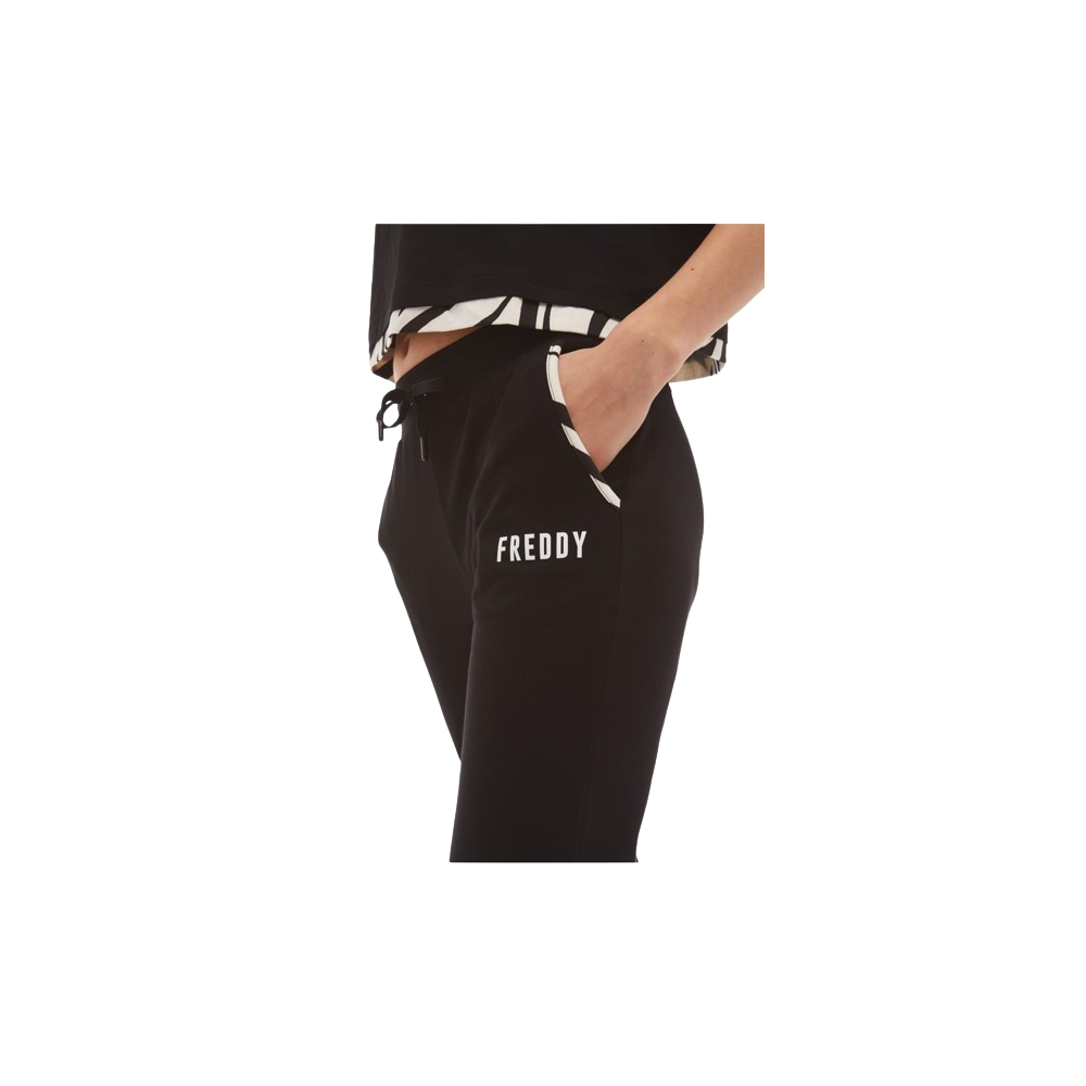 Pantaloni donna slim fit in jersey con dettagli zebrati