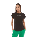 Women's jersey T-shirt with small satin-effect logo