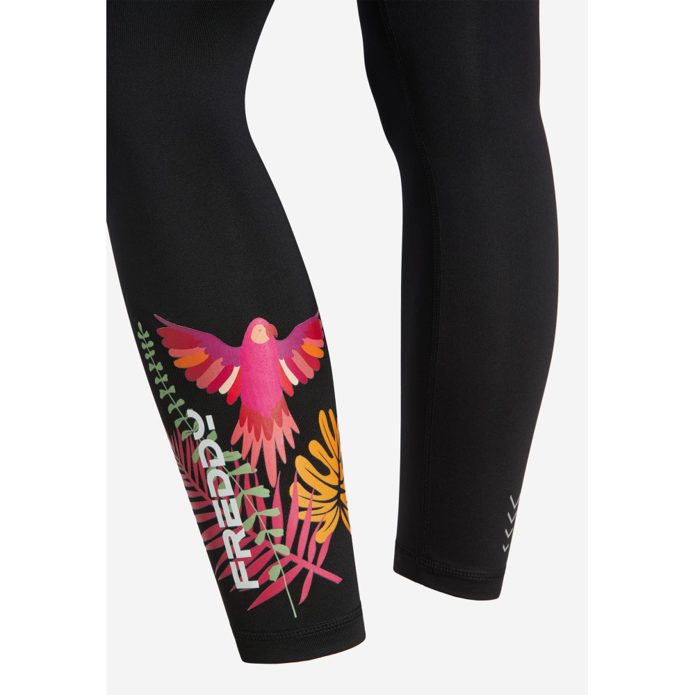 7/8 high-waisted leggings with tropical print on the bottom