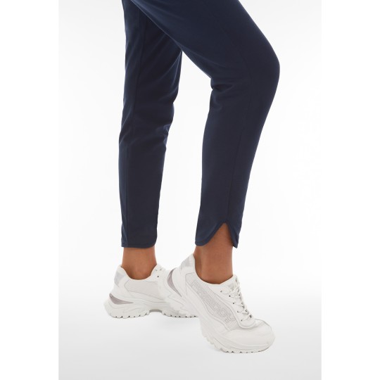 Pantaloni da donna slim fit in jersey con fondo stondato