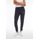 Women's slim-fit jersey trousers with rounded hem