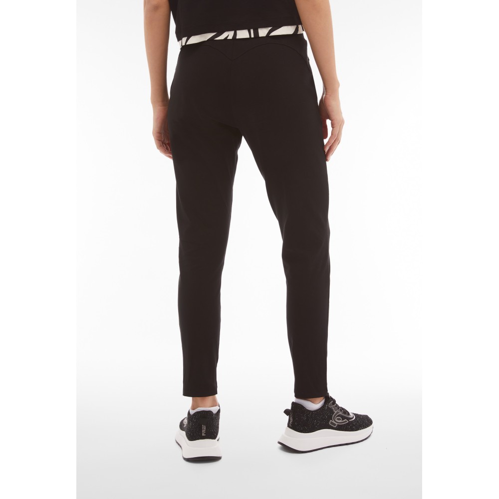 Women's slim-fit jersey trousers with zebra details