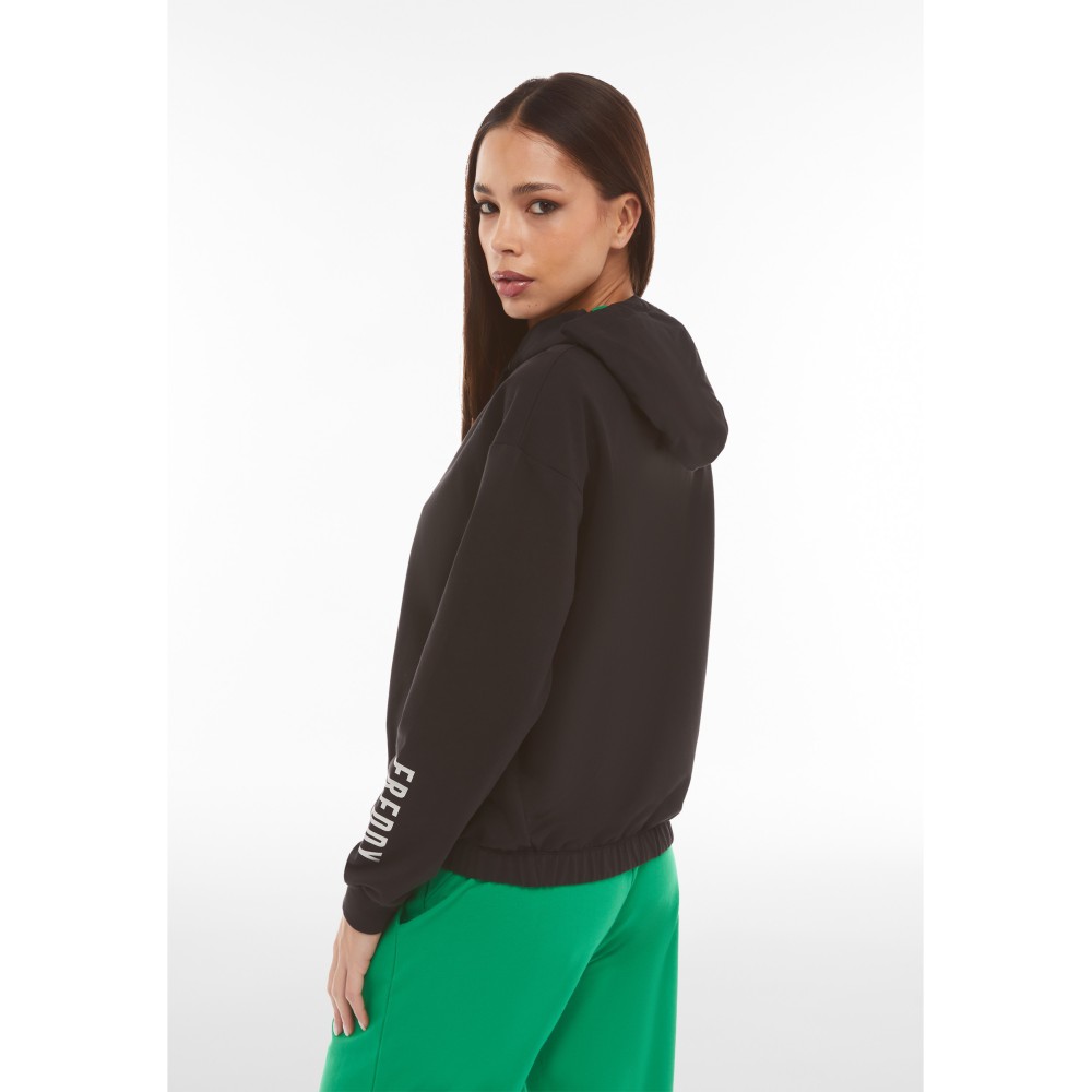 Women's zebra print zip-up and hooded French terry sweatshirt