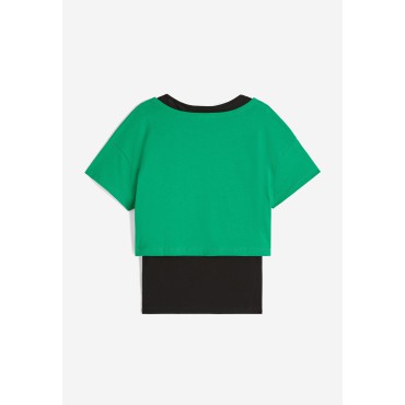 Set canotta+t-shirt cropped da donna con logo satin 2