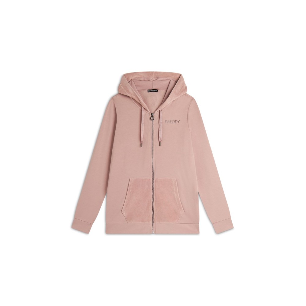 Felpa con Zip e Cappuccio Donna