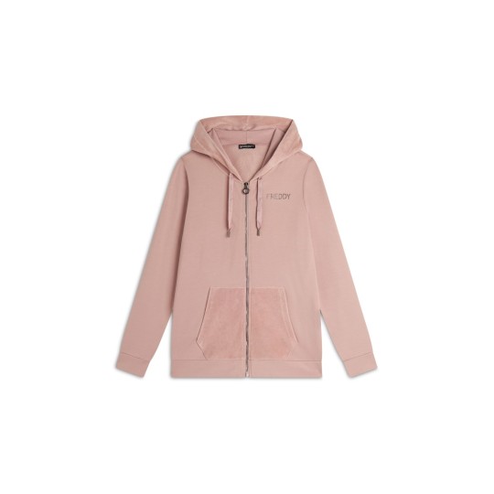 Felpa con Zip e Cappuccio Donna