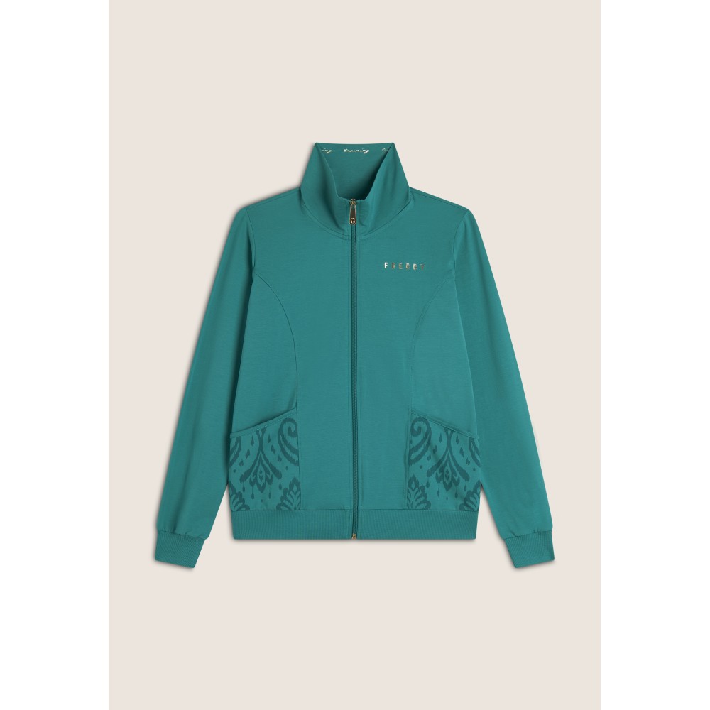 Felpa Con Zip a Collo Alto Donna