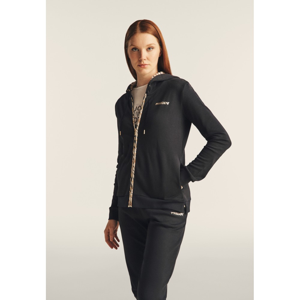 Tuta Interlock Con Zip e Cappuccio Donna