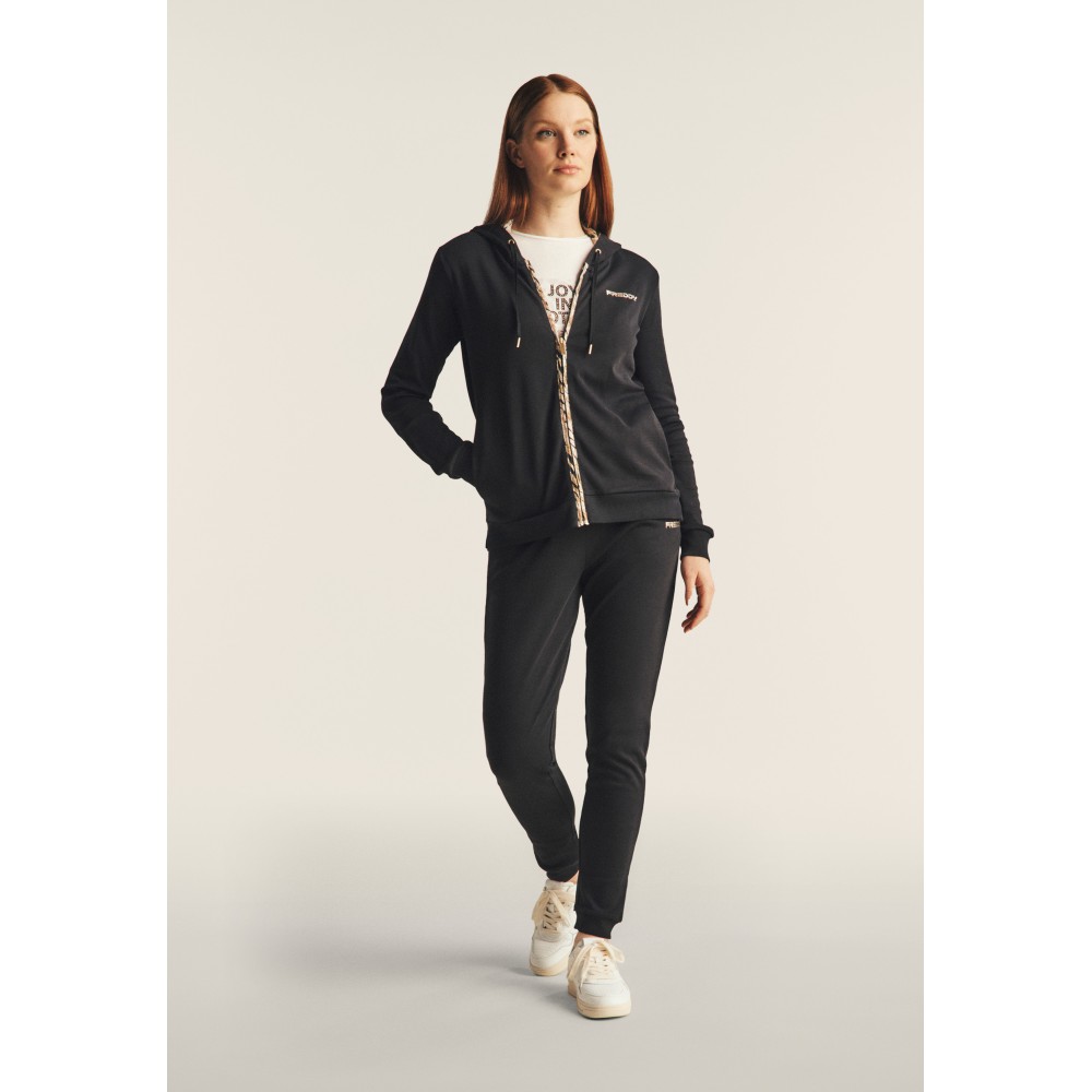 Tuta Interlock Con Zip e Cappuccio Donna