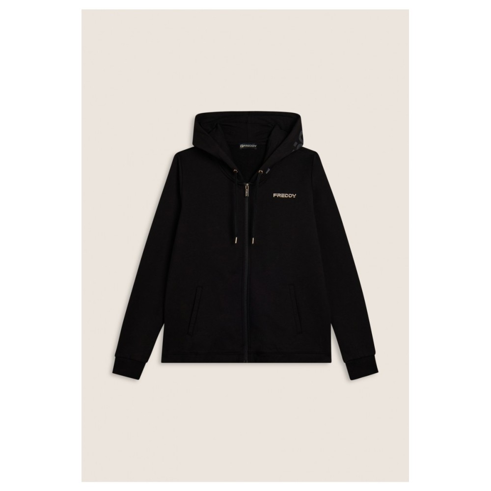 FELPA CON CAPPUCCIO E ZIP