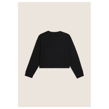 Felpa girocollo con inserti a contrasto e logo perlato 2