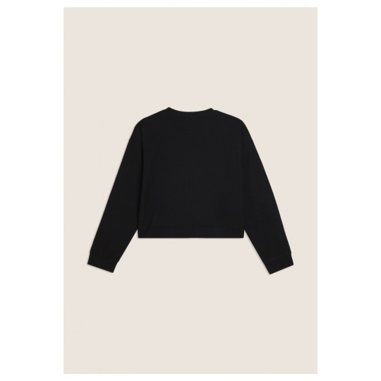 Felpa girocollo con inserti a contrasto e logo perlato