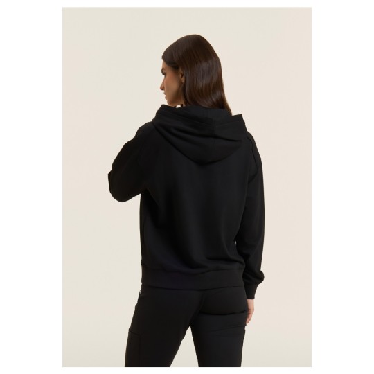 Felpa con zip e cappuccio con logo perlato sulla manica