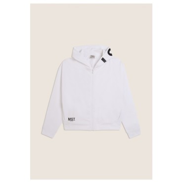 Felpa cropped cappuccio zip con stampa MST