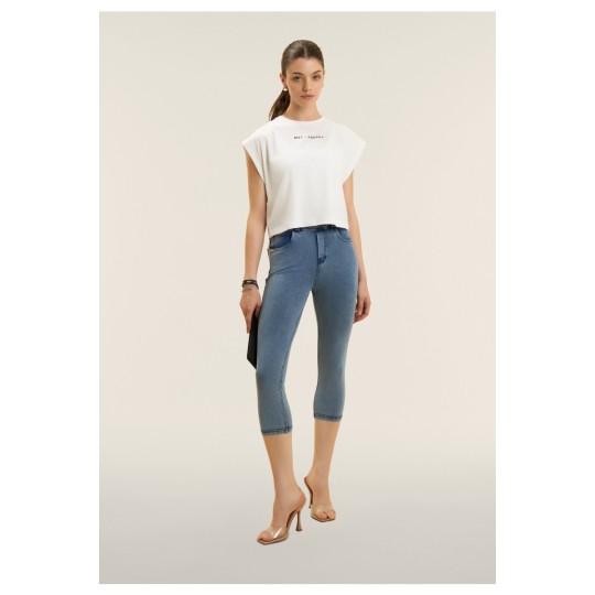 T-shirt manica corta cropped con stampe MST FREDDY